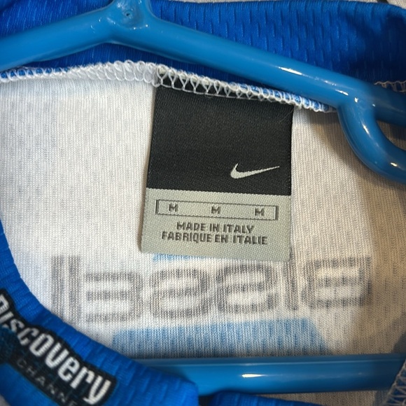 Nike Shirt Men Extra Large Blue White Discover Channel Dri Fit Cycling Bicycle - Picture 4 of 5